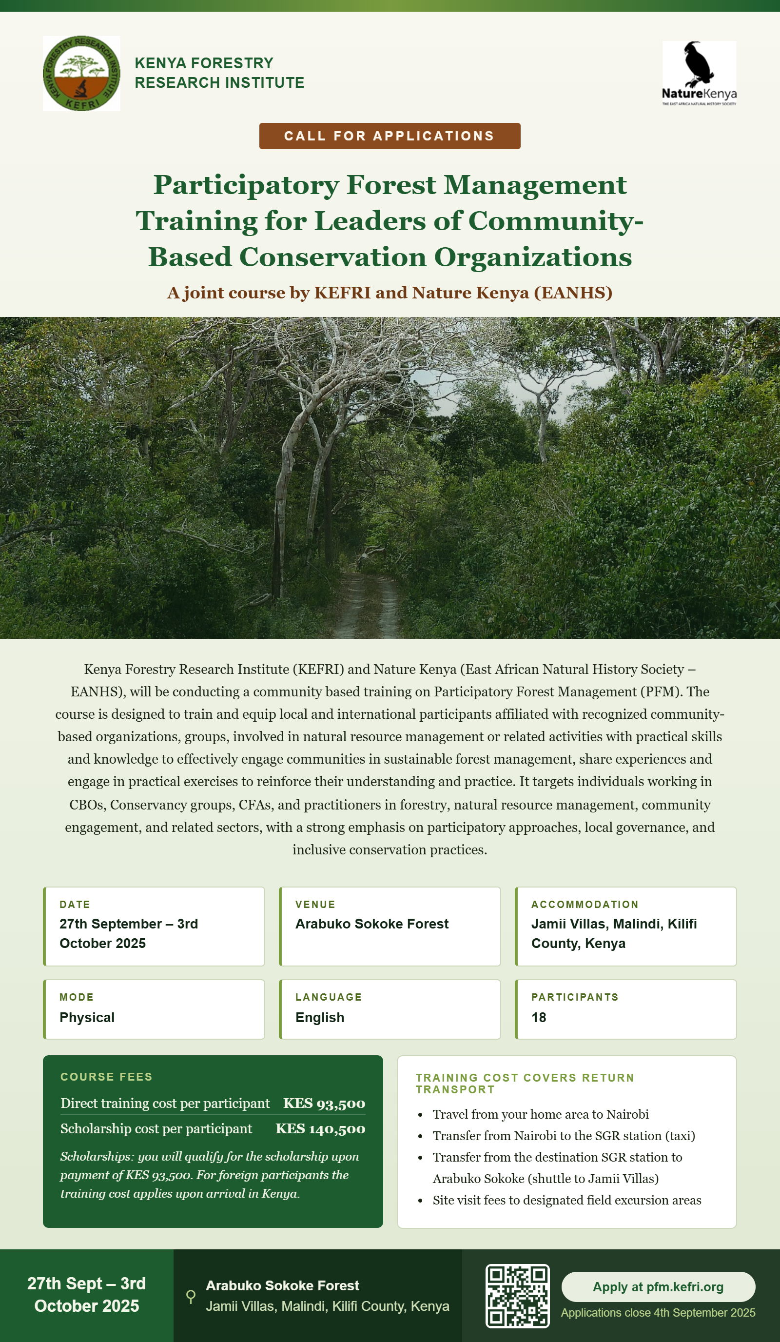 Participatory Forest Management Training poster